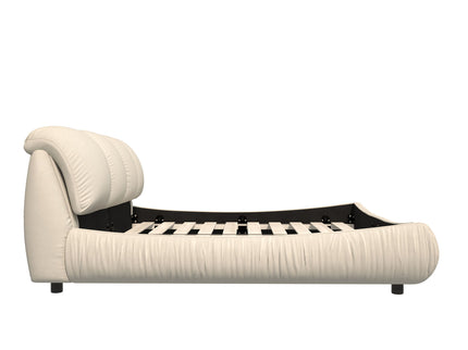 Luxury Upholstered Platform Bed With Oversized Padded Backrest And Solid Wood Frame
