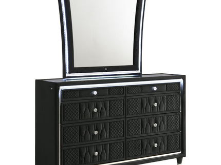 Mika - 8 Drawer LED Dresser With Mirror - Black