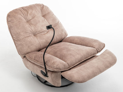 Modern Swivel Gliding Recliner Chair With Rocking Function And Phone Holder, Large Comfortable