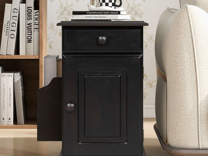 Vintage Flip Top Side Table With USB Ports