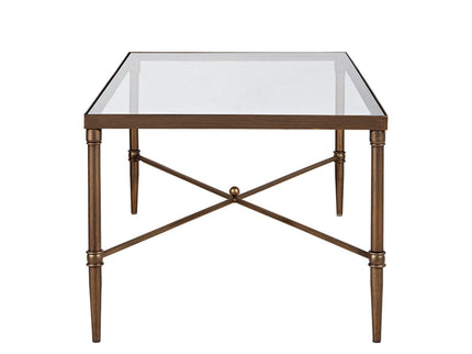 Metal Rectangle Coffee Table With Tempered Glass Top - Bronze