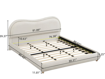 Upholstered Platform Bed Frame With Curved Headboard