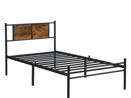 ModerMetal Bedframe With Wood Panel Headboard