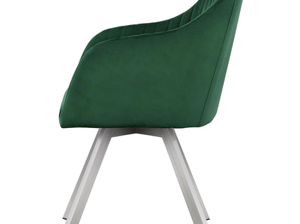 Tufted Swivel Dining Chair With Slim Sloped Arms - Green