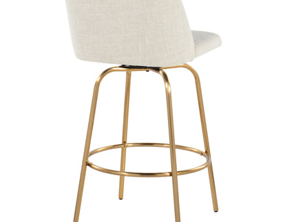 Toriano - Contemporary, Fixed Height Counter Stool With Swivel With Round Footrest (Set of 2)