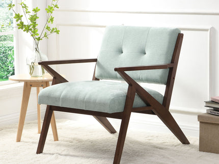 Modern Accent Chair With Plush Cushions, Angled Arm Design - Green