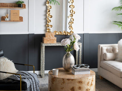 Full Length Arched Wall Mirror With en Leaf Accents Decorative Mirror For Living Room Bedroom - Gold