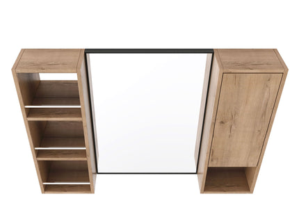 39.4" Wall Mounted Bathroom Cabinet With Storage And - Imitative Oak