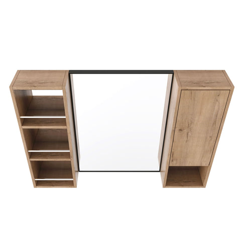 39.4" Wall Mounted Bathroom Cabinet With Storage And - Imitative Oak