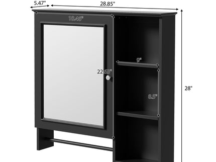 Wall Mounted Bathroom Storage Cabinet, Medicine Cabinets With Large Mirror Door, Adjustable Shelves And Three Open Storage Levels(Not Include Bathroom Vanity)