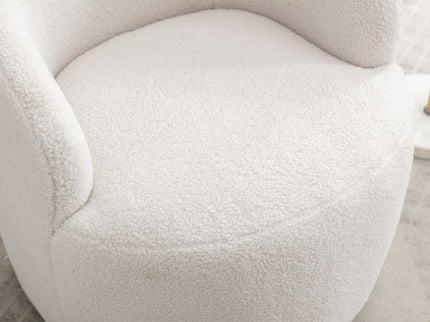 Teddy Fabric Swivel Accent Armchair Barrel Chair With Powder Coating Metal Ring