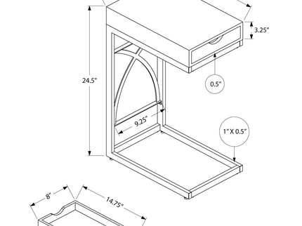 Accent Table, C - Shaped Glossy Contemporary & Modern - White