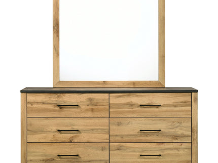Georgina - 6 Drawer Dresser With Mirror - Natural Wood