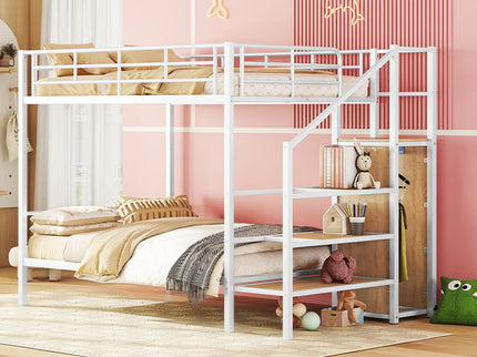 Bunk Bed With Lateral Storage Ladder And Wardrobe