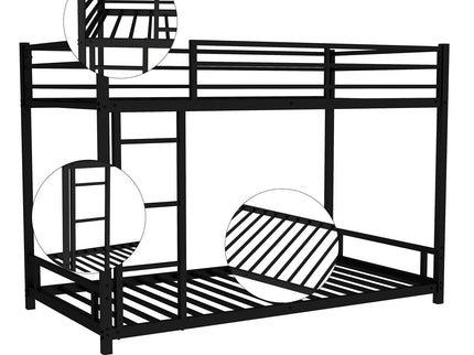 Bunk Bed With Noise Reduction And Safety Guardrail