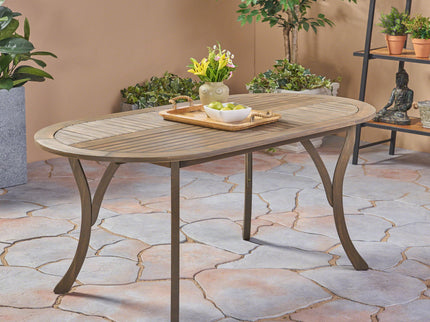 Outdoor Table With Smooth Lines, Slat Top