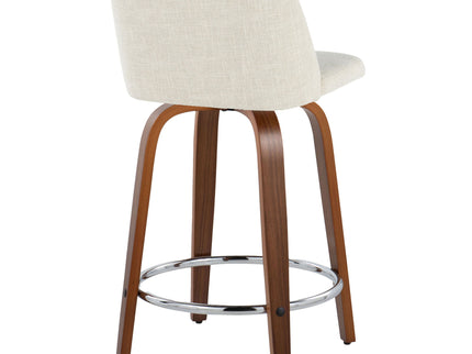 Toriano - Mid Century Modern Fixed Height Counter Stool With Swivel With Round Footrest (Set of 2)