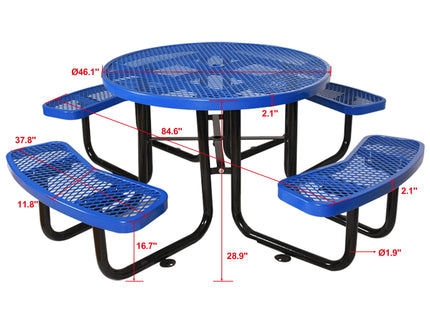 Round Outdoor Steel Picnic Table With Umbrella Pole