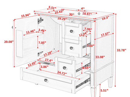 Bathroom Vanity With Sink, 3 Drawer Storage Cabinet