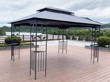 Patio Gazebo Tent With Ventilated Double Roof And Mosquito Net For Backyard Or Garden