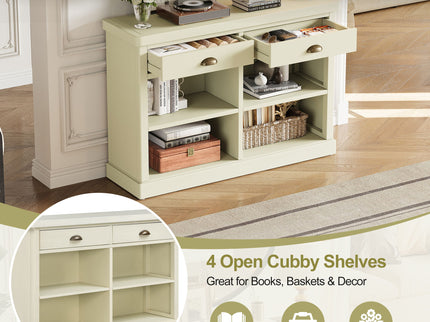 Console Table With 2 Drawers And Open Shelves