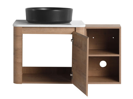 Wall Mounted Bathroom Vanity With Art Sink, 1 Storage Shelf, 2 Soft Close Doors