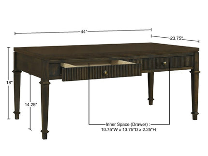 Fluted - 2 Drawer Coffee Table - Brown