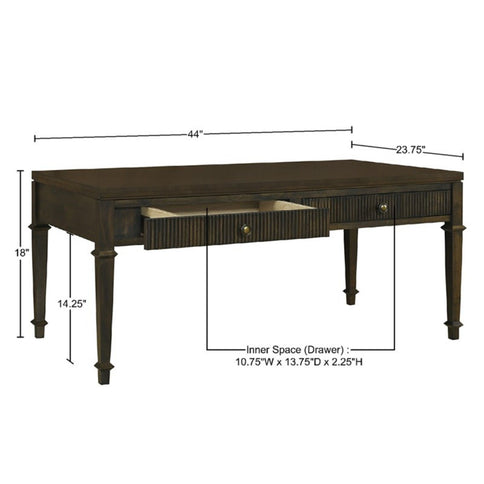 Fluted - 2 Drawer Coffee Table - Brown