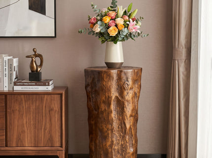 Tree Stump Side Table, Indoor / Outdoor Use - Antique Brown