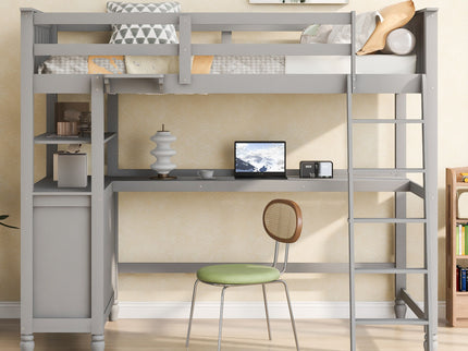 Loft Bed With Drawers With Desk And Shelves