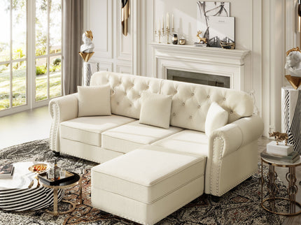 Upholstered Sofa Set With Nailhead Trim And Rolled Armrests, Includes Pillows