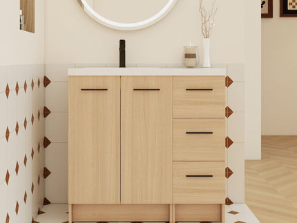 Wall Mounted Floating Bathroom Vanity With Sink, Door & Drawers Modular Cabinet