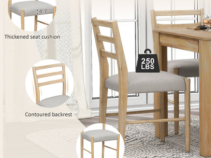 7 Piece Dining Set With Extendable Table, 2 Drawers & 6 Upholstered Chairs