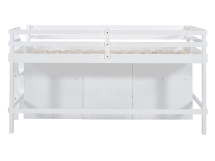Loft Bed With 4 Drawers, Underneath Cabinet And Shelves