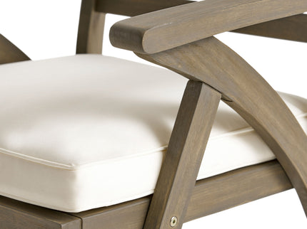 Helen - Outdoor Acacia Wood Dining Chair (Set of 2) - Gray / Creme