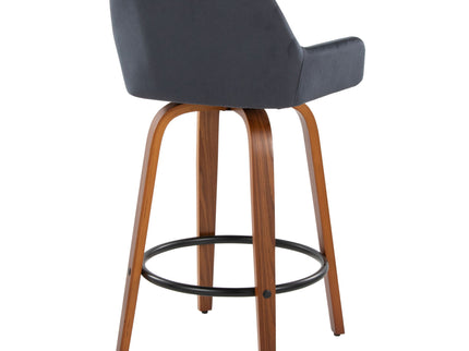 Daniella - Contemporary Fixed Height Counter Stool With Swivel With Round Footrest (Set of 2)