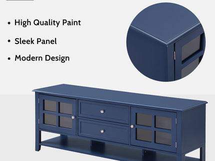 TV Stand, Entertainment Center With Dual Drawers And Hidden Storage, Cabinet With Soft Closing Doors And Sleek Panel Design