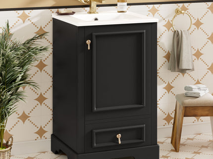 Bathroom Vanity With Sink, Soft Close Door, Adjustable U-Shaped Shelf