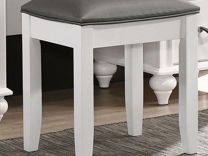 Vanity Stool With Padded Seat - Gray