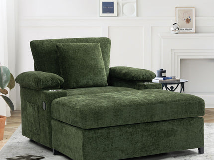 Fabric Sofa Bed With Cupholders And USB Charging Ports Chair For Living Room