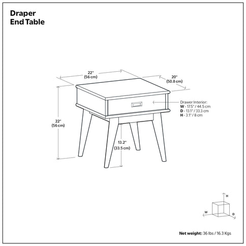 Draper - Handcrafted Mid Century End Table