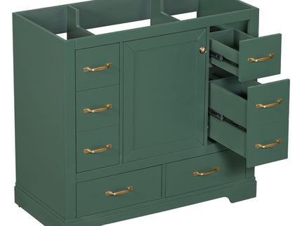 Modern Bathroom Vanity Base Only, 6 Drawer Storage With Adjustable Shelf