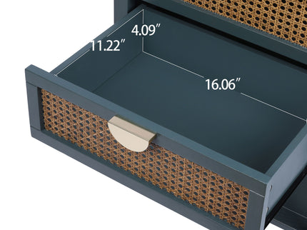 2 Drawer Side Table, Natural Rattan
