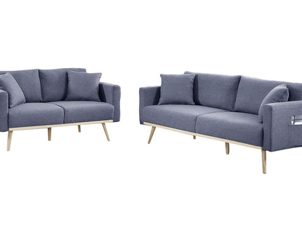 Easton - Fabric Living Room Set With USB Charging Ports Pockets And Pillows (Set of 2)