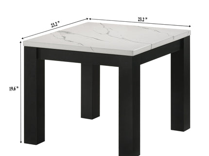 Modern 3 Piece Living Room Table Set With Faux Marble Top Wooden - Black / White
