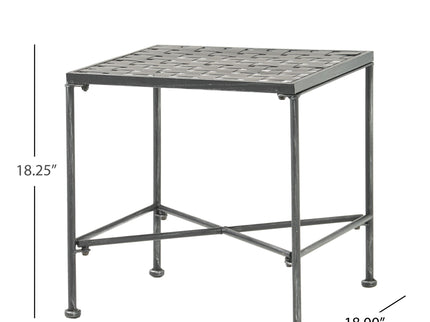 Outdoor Square Side Table With X Shaped Iron Frame - Black