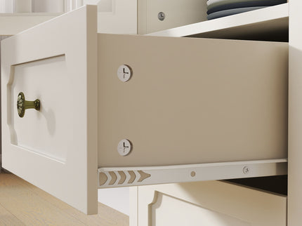 Minimalism Buffet Cabinet With Glass Doors And Double Drawer