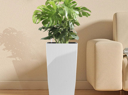 Square Large Planter With Automatic Watering System For Home And Garden (Set of 2) - White