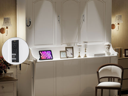 Murphy Bed With Desk, LED Lights And USB Charging Station