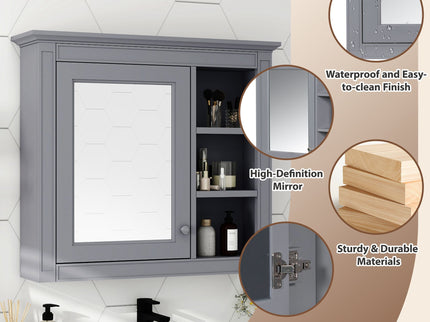 Wall Mounted Medicine Cabinet With Mirror And 3 Open Shelves